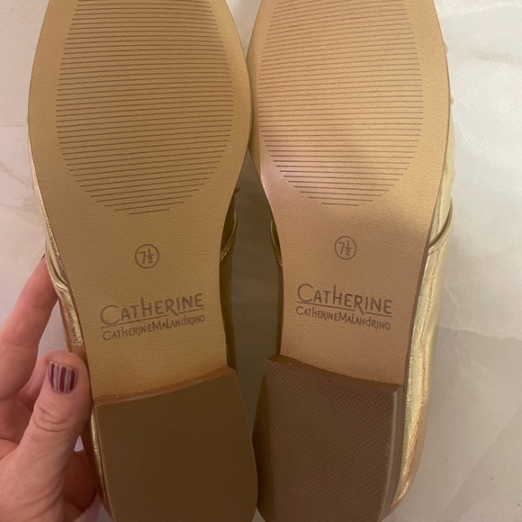 Catherine Malandrino Metallic Gold Leather Loafers | New | Size 7.5 - Picture 5 of 6